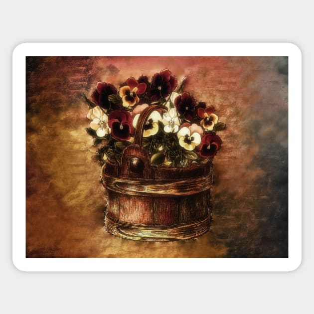 Bucket Full Of Pansies Sticker by JimDeFazioPhotography
